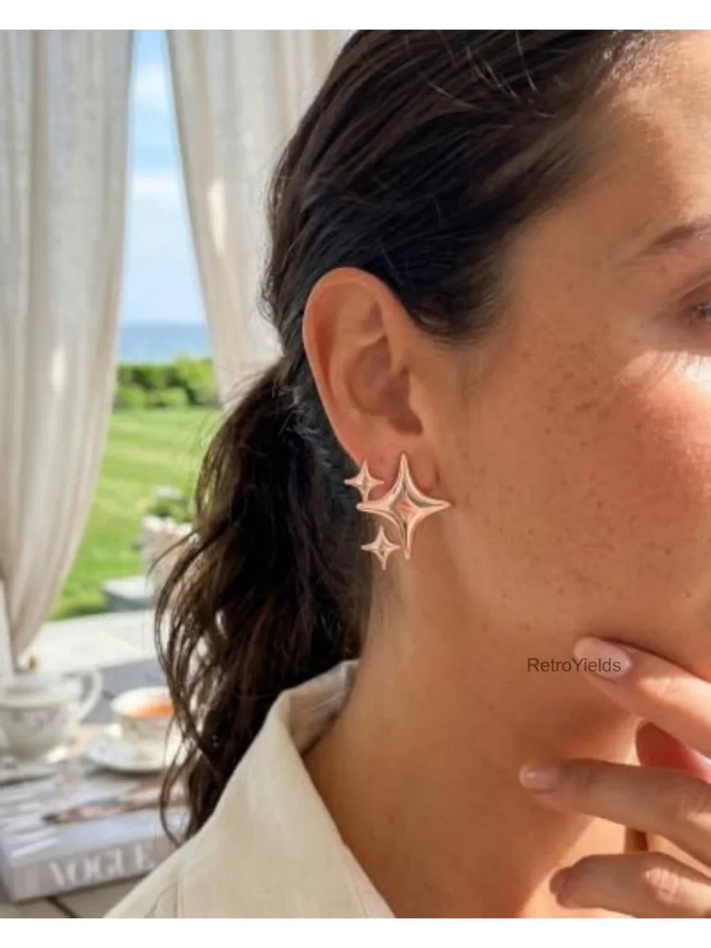 14K Gold Vermeil Recycled Sterling Silver Star Stacking Earrings Hypoallergenic